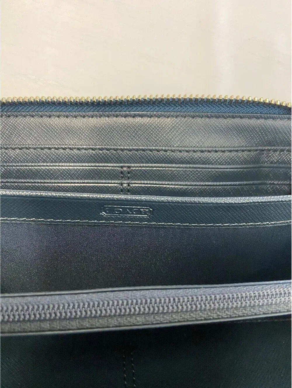 COACH Green Embossed Croc Accordion Zip Wallet